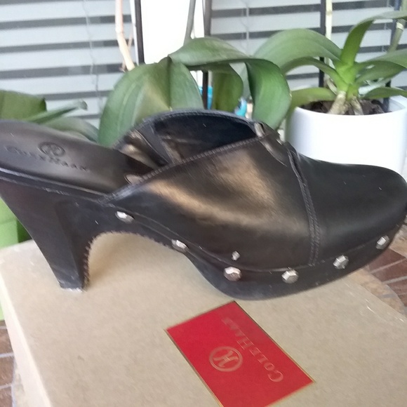 Cole Haan mules  leather size 9.5 black used with box - Picture 3 of 9